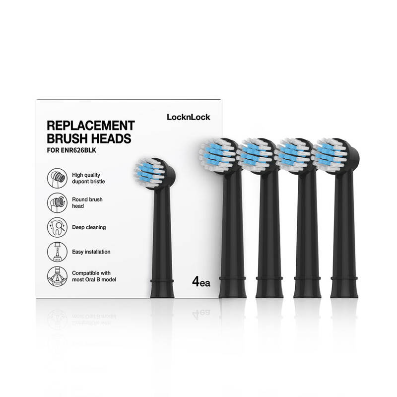 Đầu Bàn Chải Điện LocknLock, Replacement Brush Heads - 4 Cái - Màu Đen - ENR626BLK_RB, , large image number null
